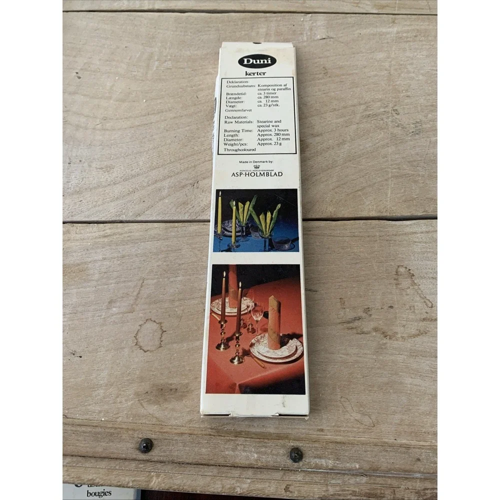Vintage Duni Taper Candles Wax Narrow Skinny Pencil Slim MCM Set Of 6 NOS Cream